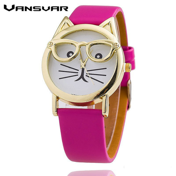 Cat Fashion Leather Strap Wrist Watch